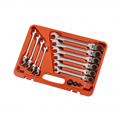 Набор рожково-накидных ключей с трещоткой 120зубцов шарнирных ANTI-SLIP 8-19мм 13ед 7230 JTC Набор рожково-накидных ключей с трещоткой 120зубцов шарнирных ANTI-SLIP 8-19мм 13ед 7230 JTC