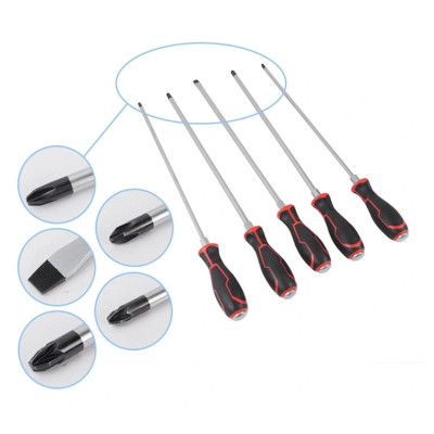 Набір викруток SL8, PH2, PH3, PZ2, PZ3 450мм 5од. VT17954A Набір викруток SL8, PH2, PH3, PZ2, PZ3 450мм 5од. VT17954A