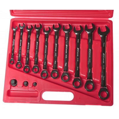 Набор ключей рожково-накидных с трещоткой 8-19мм 10ед. 3028 JTC Набор ключей рожково-накидных с трещоткой 8-19мм 10ед. 3028 JTC