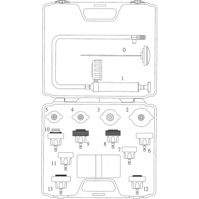Набор тестирования герметичности охладительной системы 14ед. 1005 JTC Набор тестирования герметичности охладительной системы 14ед. 1005 JTC