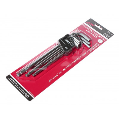 Набор ключей шестигранных с шаровидным наконечником 1/16-3/8" 9ед. 3506 JTC Набор ключей шестигранных с шаровидным наконечником 1/16-3/8" 9ед. 3506 JTC