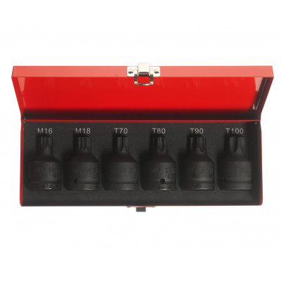 Набір головок ударних TORX T70, T80, T90, T100, SPLINE M16, M18 3/4" 6од. J606T JTC Набір головок ударних TORX T70, T80, T90, T100, SPLINE M16, M18 3/4" 6од. J606T JTC
