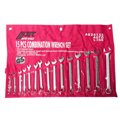 Набор ключей рожково-накидных 6-21мм 15ед. (ЕВРО-ТИП) AE2415S JTC Набор ключей рожково-накидных 6-21мм 15ед. (ЕВРО-ТИП) AE2415S JTC