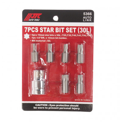 Набір біт 10мм TORX T25-T55 7од. 5366 JTC Набір біт 10мм TORX T25-T55 7од. 5366 JTC