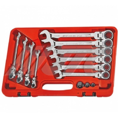 Набор рожково-накидных ключей с трещоткой шарнирных 13ед. 5520 JTC Набор рожково-накидных ключей с трещоткой шарнирных 13ед. 5520 JTC